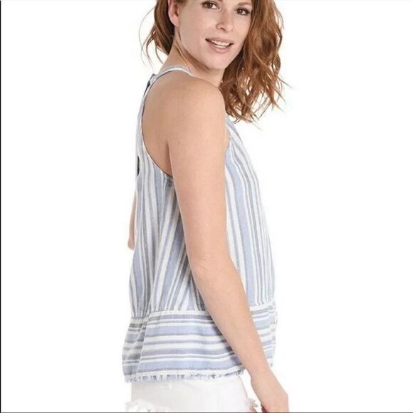 Cloth and Stone Striped Blue Halter Tank Top - Picture 2 of 12